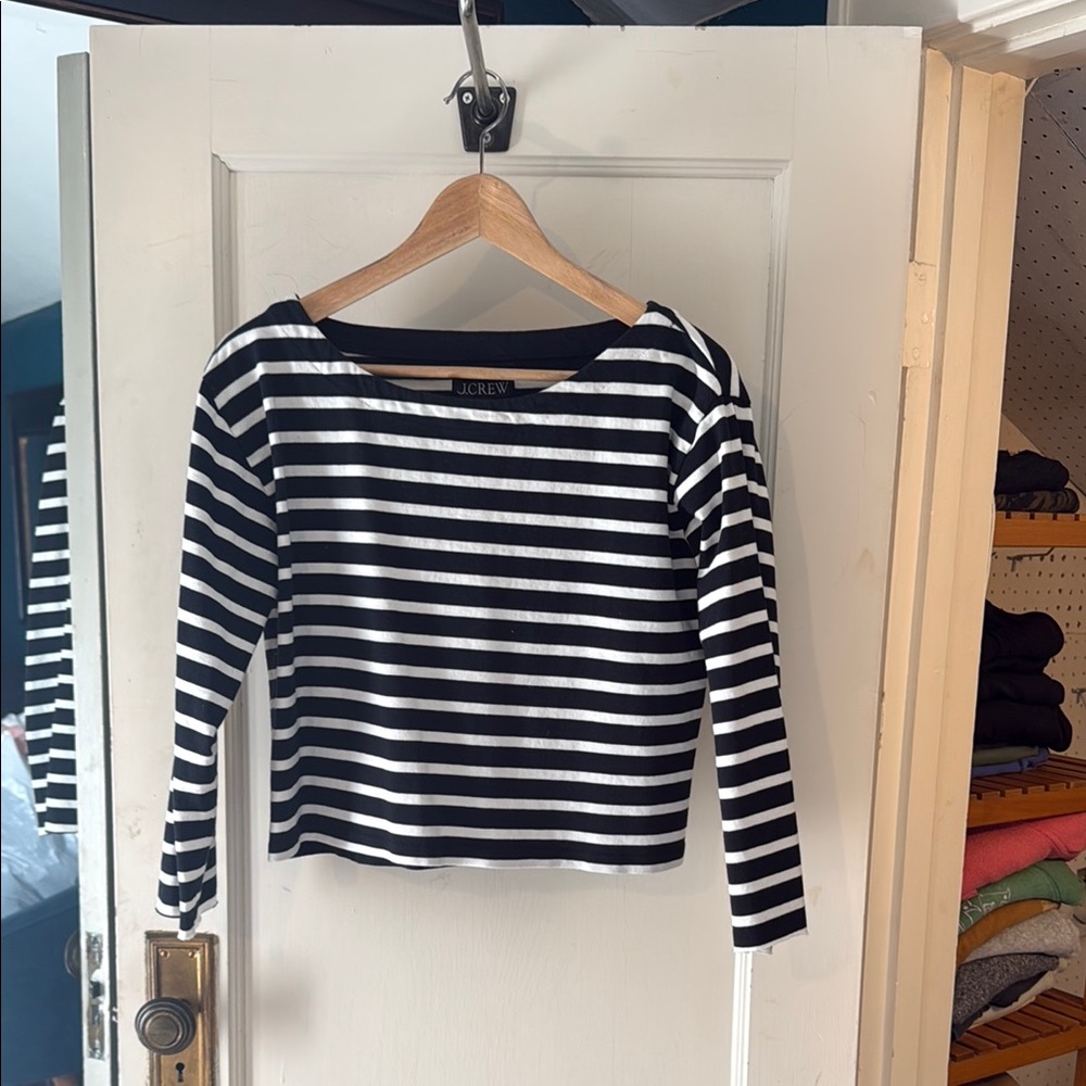 J.Crew Black and White Striped Top
